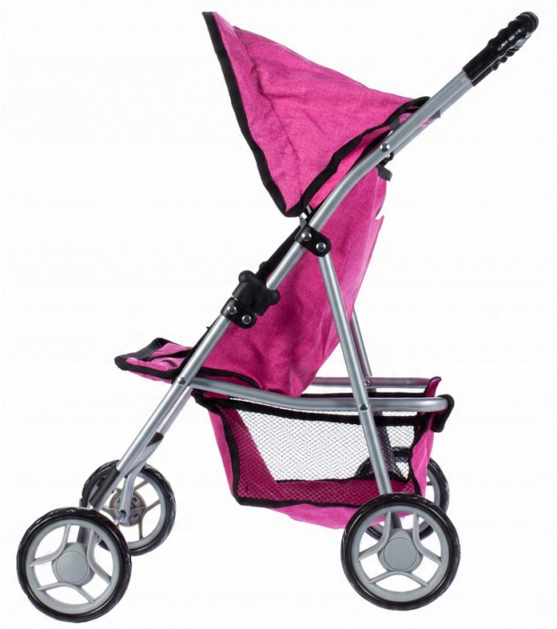 Cărucior cu 4 roți „Little Princess Rose” – Cu Copertină Mobilă, Coș și Centuri [6]