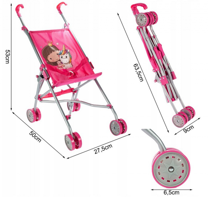 Cărucior de jucărie tip umbrelă pentru păpuși – model Unicorn [2]