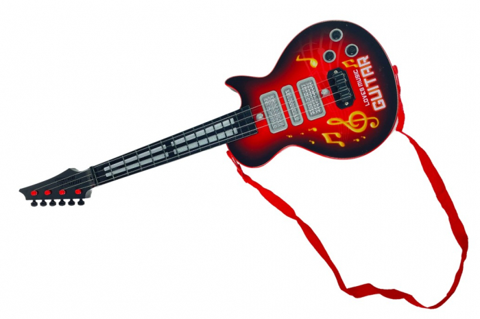 Chitară Electrică Star Strings – Cu Dioduri Colorate – Roșie [2]