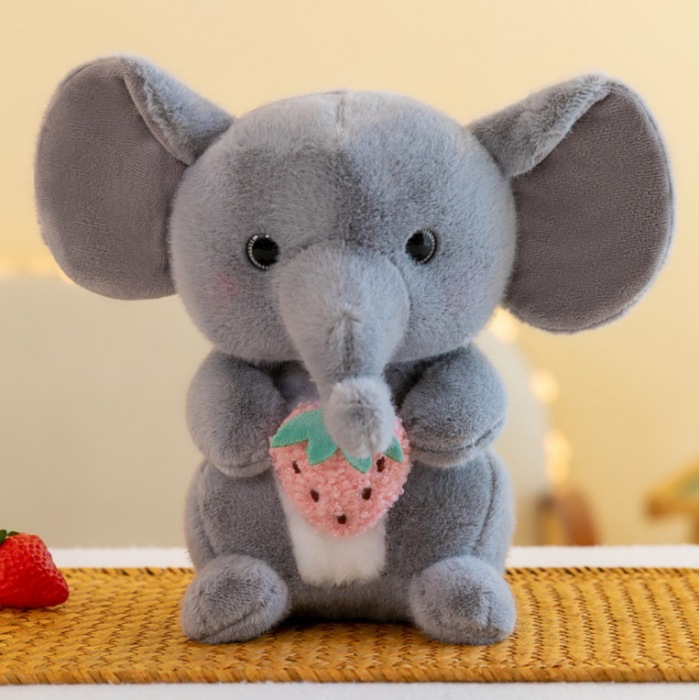 Elefant de pluș cu căpșună, gri, 23 cm [3]
