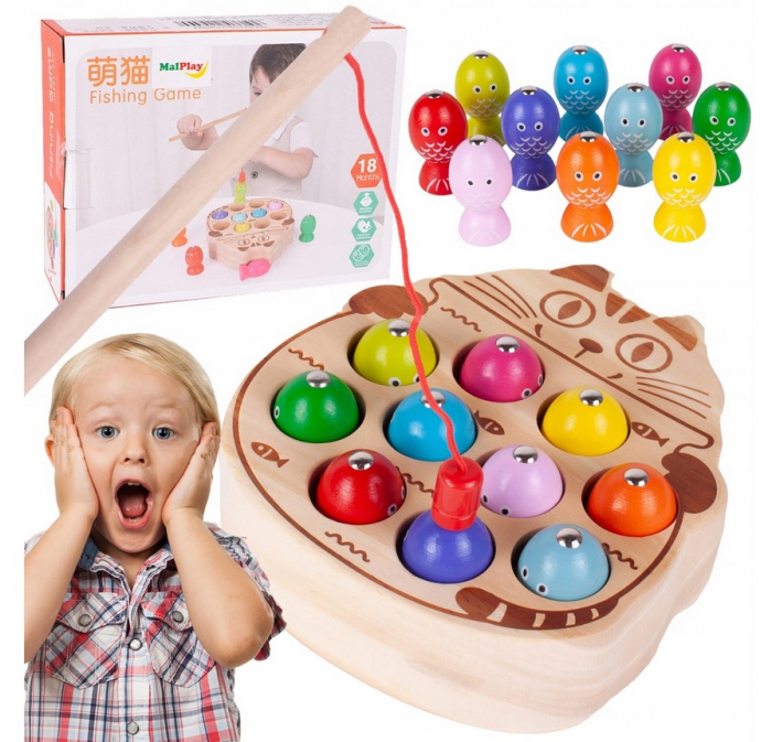 Joc de îndemânare din lemn – Pescuit magnetic „Pisicuță” [1]