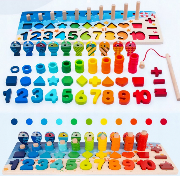 Joc educativ „Pescuit magnetic” din lemn – învățare cifre și forme [7]