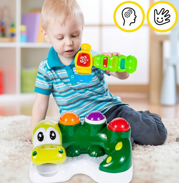 Joc interactiv Dinozaur Crocodil cu ciocan – lumini și sunete [7]