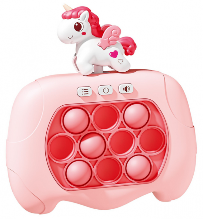 Joc Sensorial Unicorn Pop It – cu Lumini, Sunete și Baterii – Roz [1]