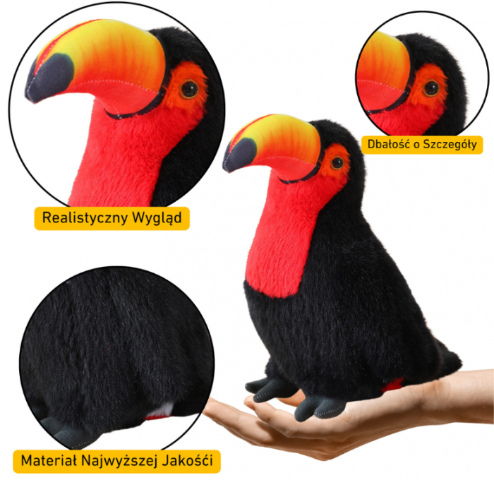 Jucărie de Pluș Toucan Roșu, 30 cm – Mascotă Moale și Îmbrățișabilă [2]