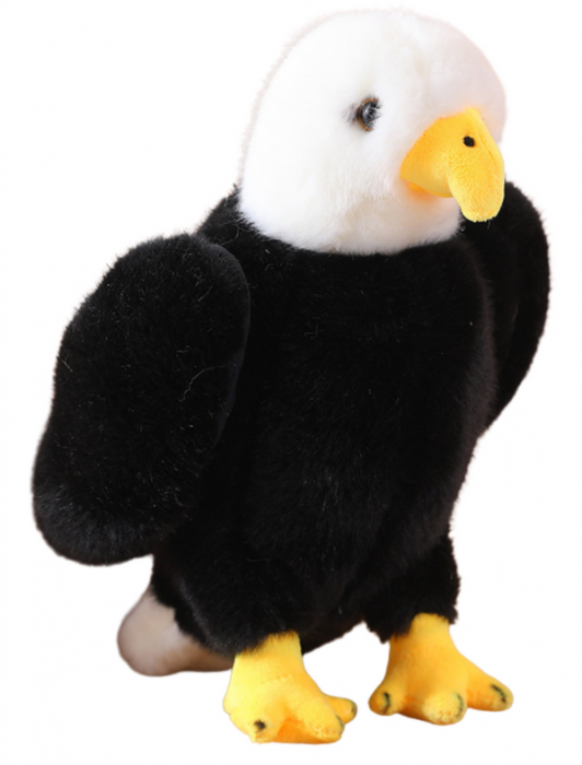 Jucărie de pluș vultur, mascotă, jucărie de pluș moale, negru și alb, 25 cm [4]