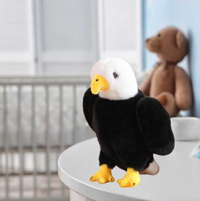 Jucărie de pluș vultur, mascotă, jucărie de pluș moale, negru și alb, 25 cm [3]