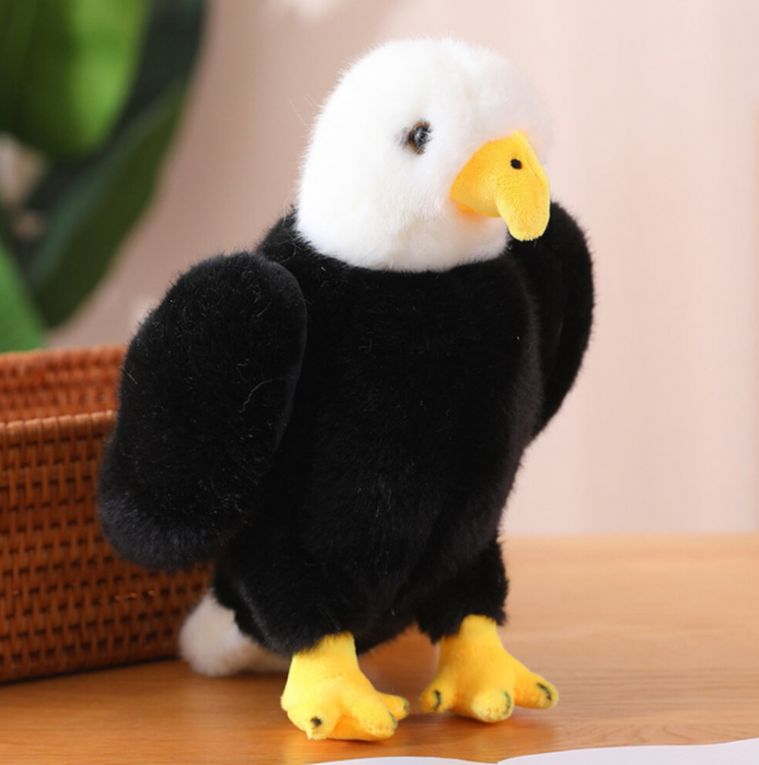 Jucărie de pluș vultur, mascotă, jucărie de pluș moale, negru și alb, 25 cm [1]