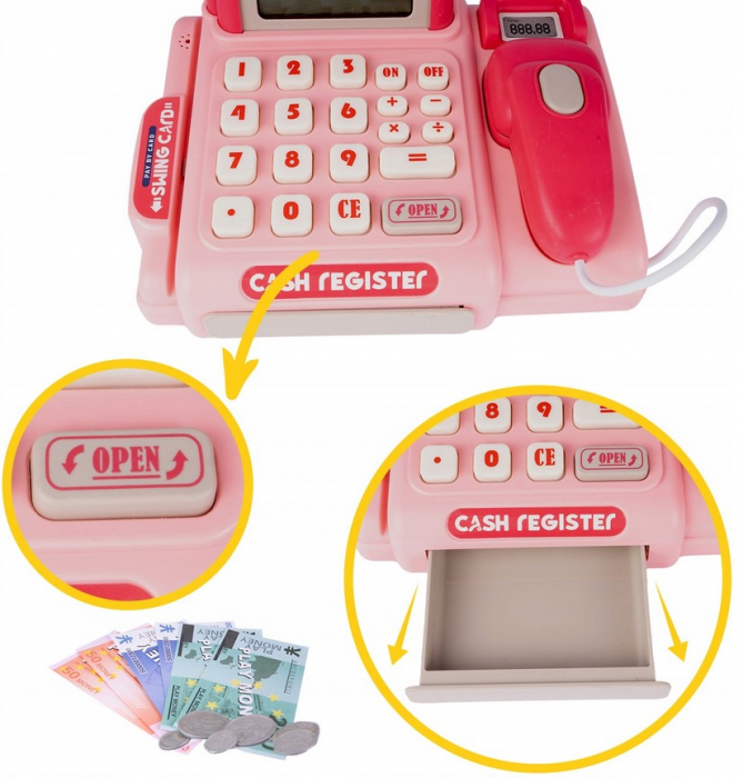 Kasa de Jucărie „Fun Cash” Roz – Set Interactiv pentru Fetițe și Băieți [8]