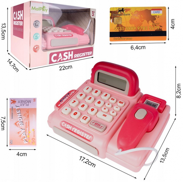 Kasa de Jucărie „Fun Cash” Roz – Set Interactiv pentru Fetițe și Băieți [3]
