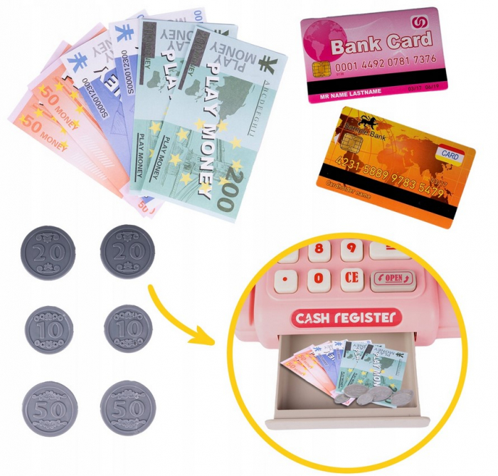 Kasa de Jucărie „Fun Cash” Roz – Set Interactiv pentru Fetițe și Băieți [7]