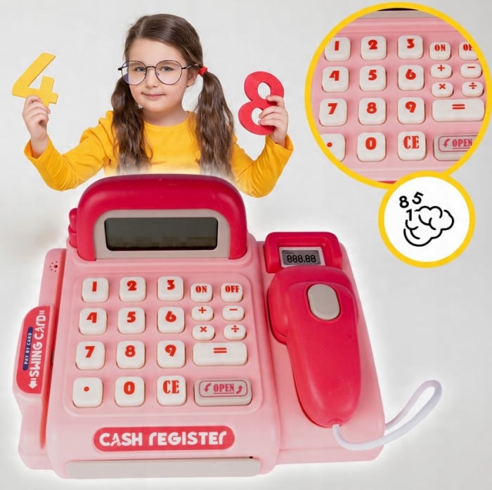 Kasa de Jucărie „Fun Cash” Roz – Set Interactiv pentru Fetițe și Băieți [9]