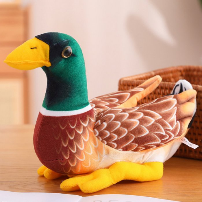 Mascotă de pluș, jucărie de alint rață maro-verde, 28 cm [3]