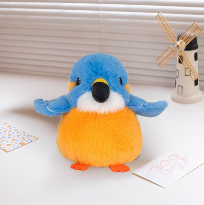 Mascotă de Pluș / Jucărie de Îmbrățișat – Pasăre Albastru-Portocaliu 12 cm [3]