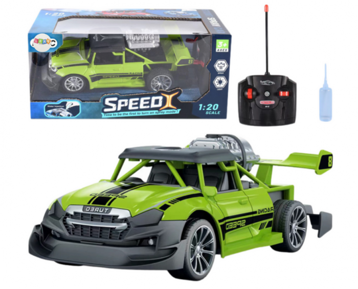 Mașină cu telecomandă RC 1:20, verde, cu lumini și efect de fum [1]