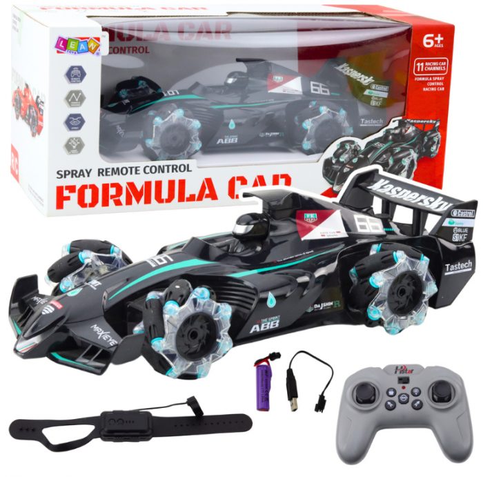 Mașină sport RC cu telecomandă, efect de fum, 2.4G, neagră [1]