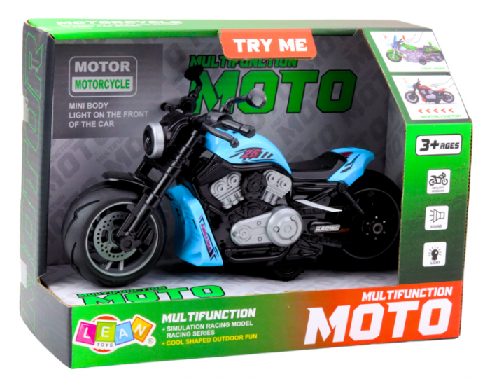 Motocicletă-jucărie albastră cu baterii, motor, lumini și sunete [4]