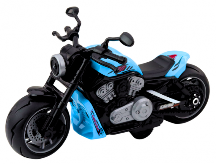 Motocicletă-jucărie albastră cu baterii, motor, lumini și sunete [2]