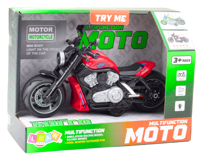 Motocicletă-jucărie roșie cu baterii, motor, lumini și sunete [4]