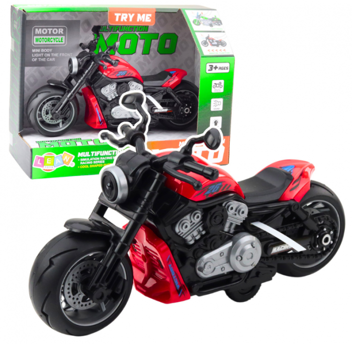 Motocicletă-jucărie roșie cu baterii, motor, lumini și sunete [1]