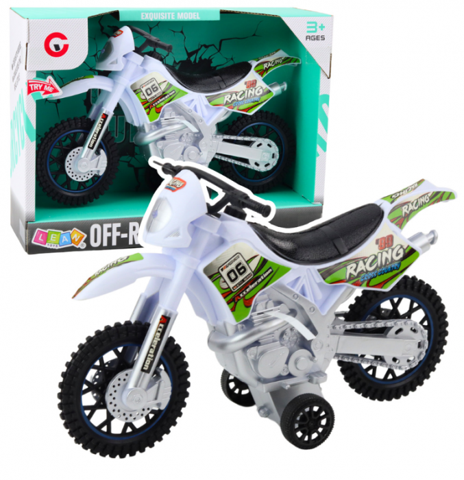 Motocros off-road alb, cu lumini și sunete. [1]