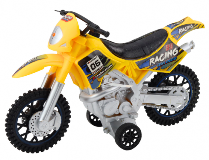 Motocros off-road galben, cu lumini și sunete. [2]