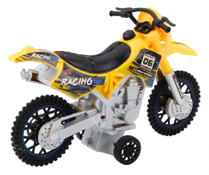Motocros off-road galben, cu lumini și sunete. [3]