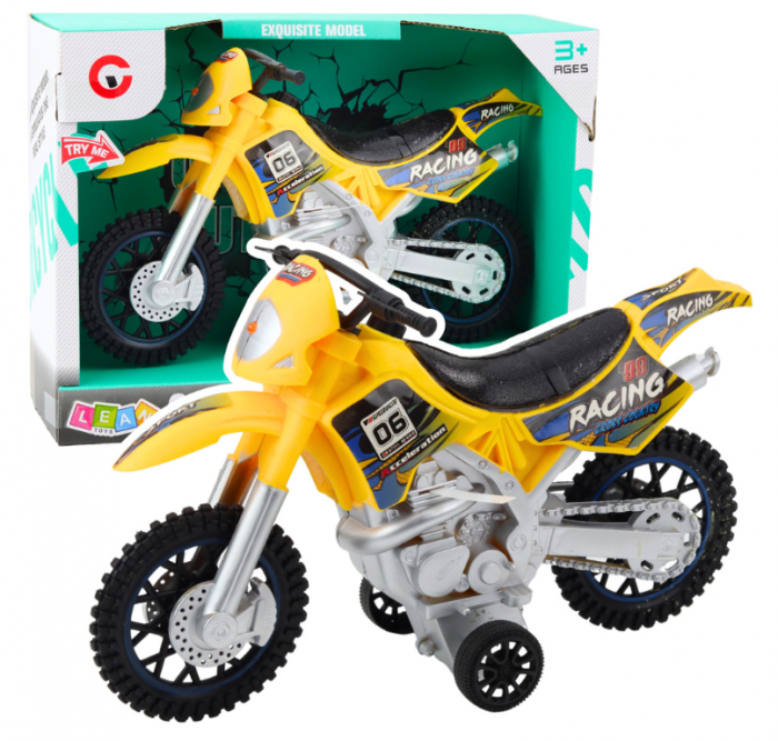 Motocros off-road galben, cu lumini și sunete. [1]
