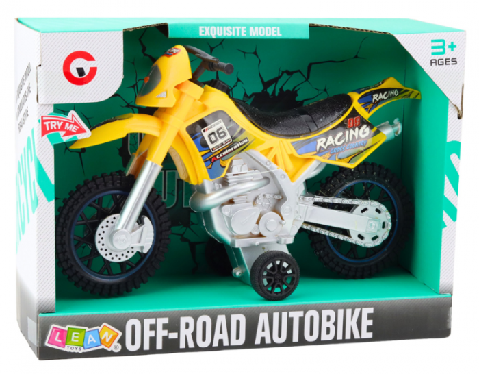 Motocros off-road galben, cu lumini și sunete. [4]