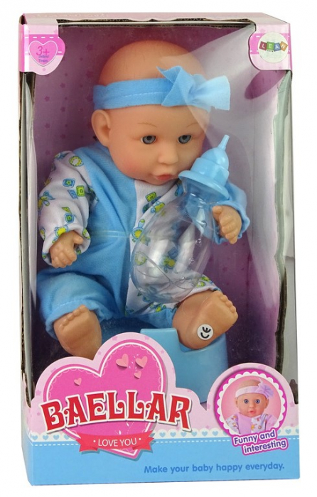 Păpușă Albastra pentru Copii cu Olita, Care Bea și Face Pipi – 24 cm [4]