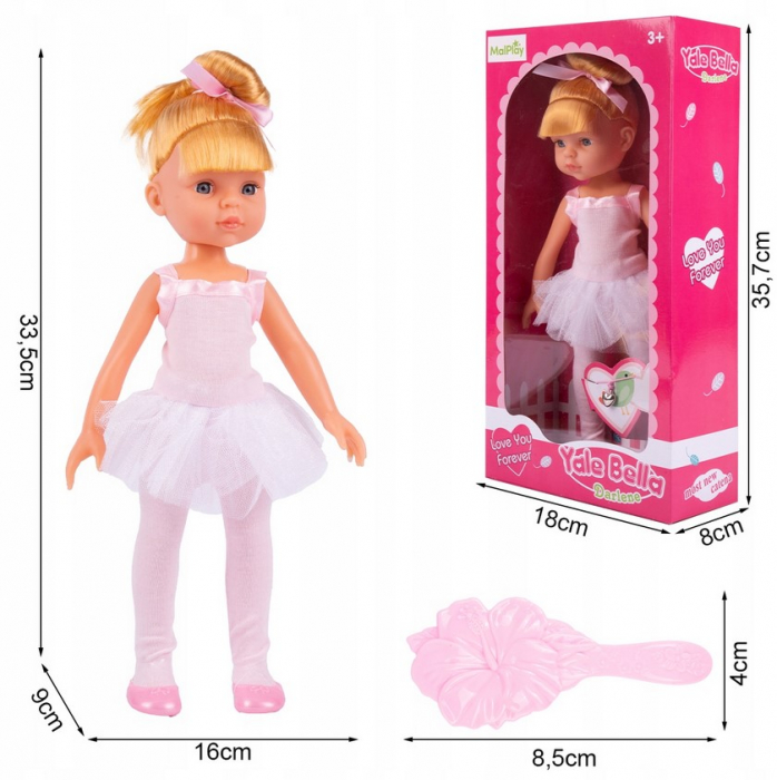 Păpușă Balerină „Darlene” – Blondă, 34 cm – Set cu Perie și Colier [3]
