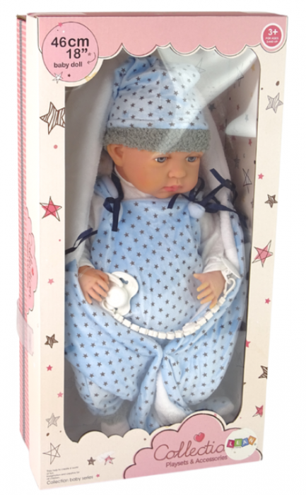 Păpușă Bebeluș 46 cm – Suzeta Albastră și Păturică cu Stea [4]