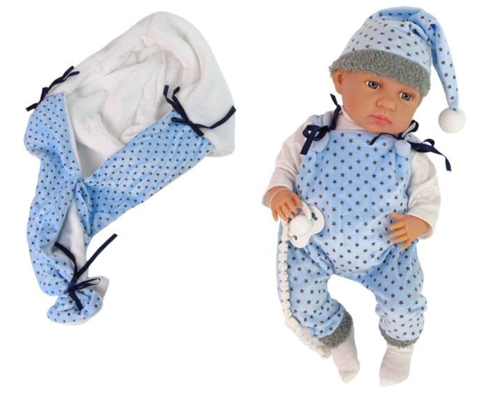 Păpușă Bebeluș 46 cm – Suzeta Albastră și Păturică cu Stea [3]