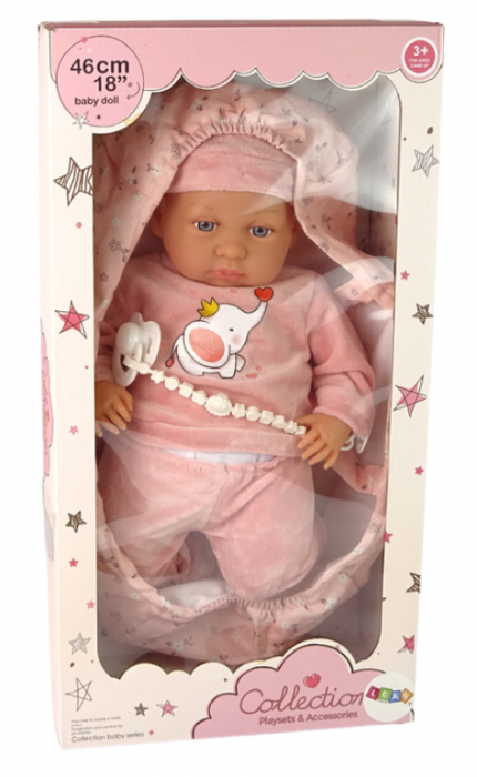 Păpușă Bebeluș 46 cm – Suzeta Roz și Elefănțel [4]