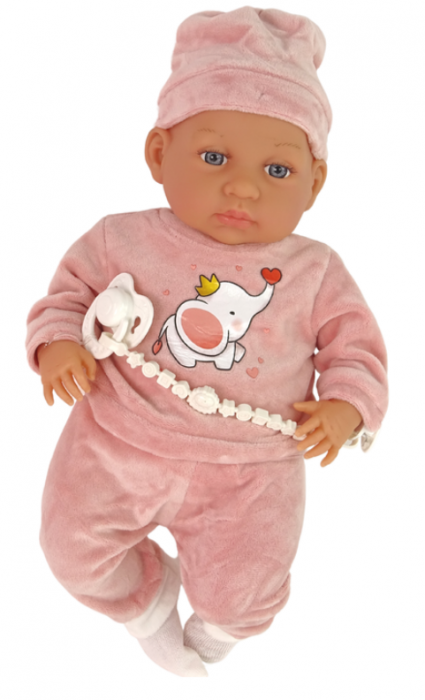 Păpușă Bebeluș 46 cm – Suzeta Roz și Elefănțel [2]