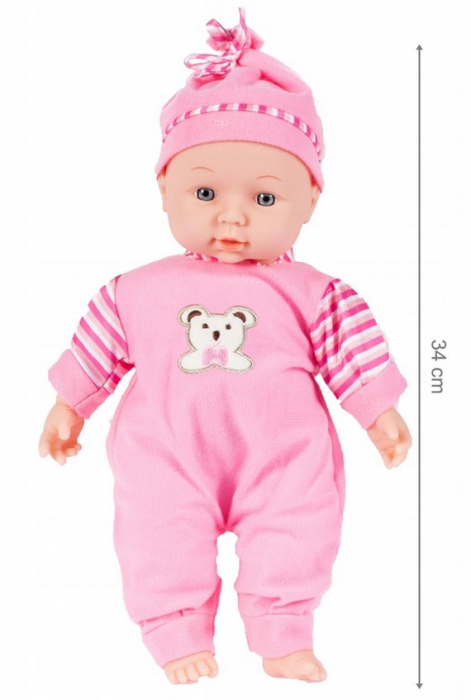 Păpușă bebeluș cu salopetă și sunete – 34 cm [3]
