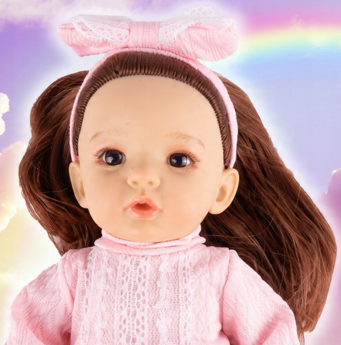 Păpușă Bebeluș Realistă 12'' – Brunetă cu Bentiță – Fashion și Rezistentă la Apă [8]