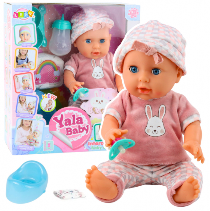 Păpușă bebeluș roz care face pipi, cu accesorii și sunete, 35 cm [1]