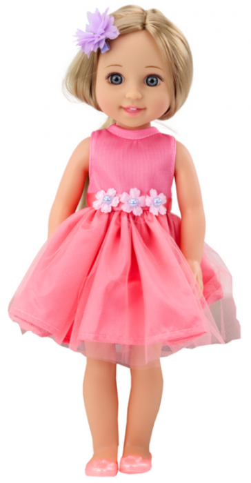 Păpușă cu păr lung, rochie roz, agrafă de păr și perie, 38 cm [2]