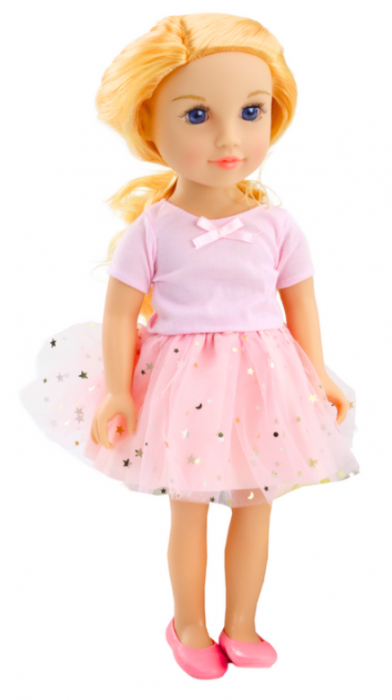 Păpușă în rochie cu tulle, roz, păr blond [3]