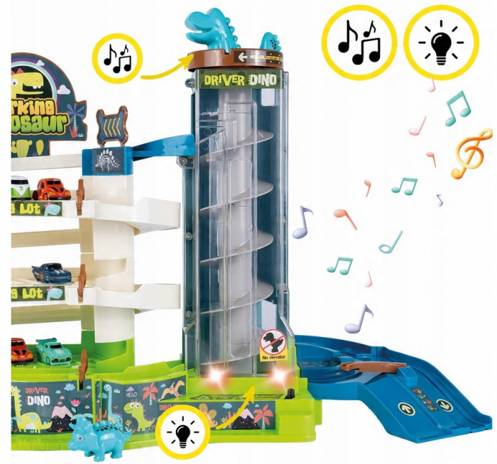 Parcare pentru mașini Dinozaur cu lift – Mega Parc cu trenuleț și dinozauri [7]