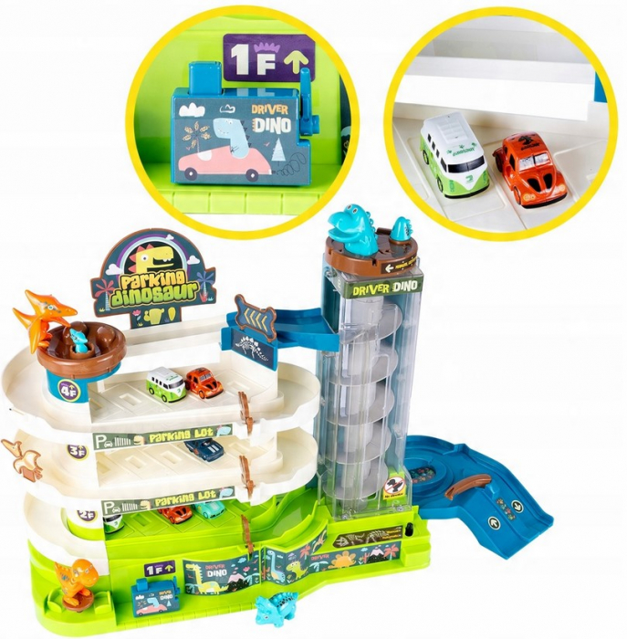 Parcare pentru mașini Dinozaur cu lift – Mega Parc cu trenuleț și dinozauri [6]