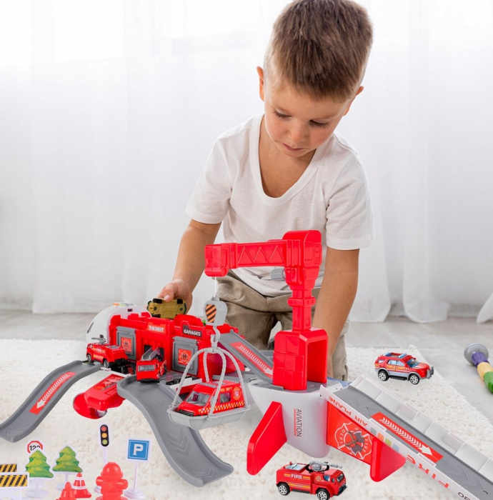 Parcare Pliabilă Mare cu Avion și Macara – Set Complet [4]