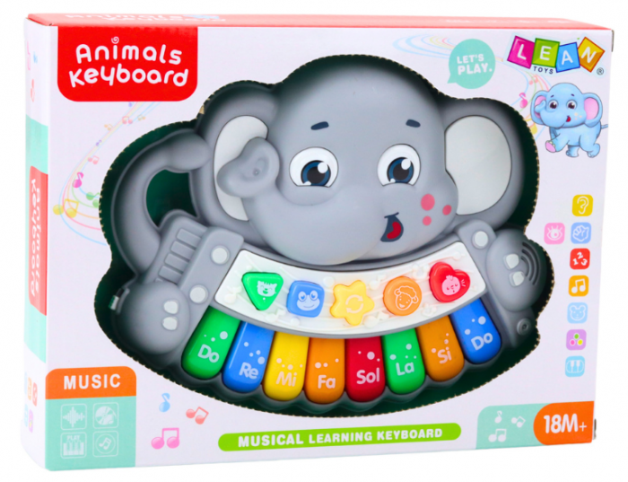 Pian Interactiv cu Melodii și Sunete de Animale - Elefant Gri [3]