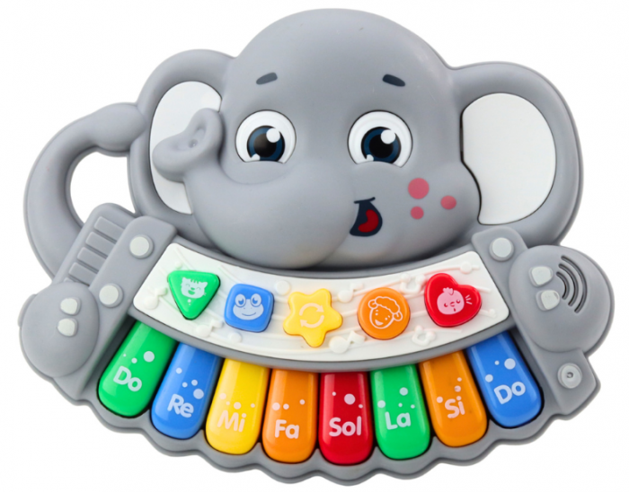 Pian Interactiv cu Melodii și Sunete de Animale - Elefant Gri [2]