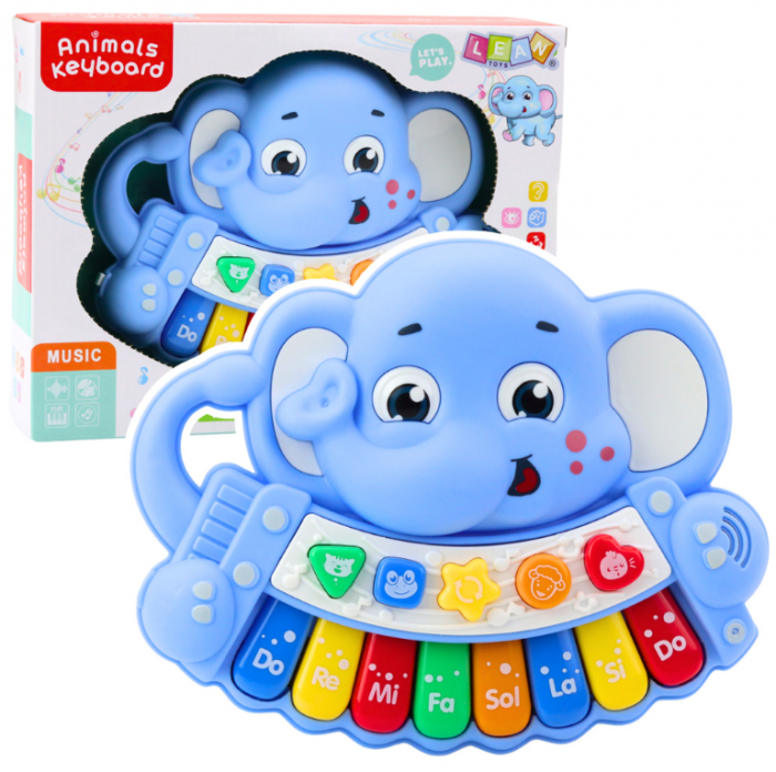 Pian Interactiv Elefant Roz – Melodii, Scara și Sunete de Animale [1]