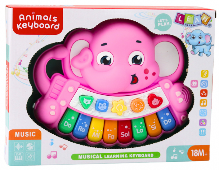 Pian Interactiv Elefant Roz – Melodii, Scara și Sunete de Animale [3]