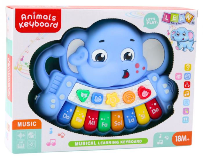 Pian Interactiv Elefant Roz – Melodii, Scara și Sunete de Animale [3]