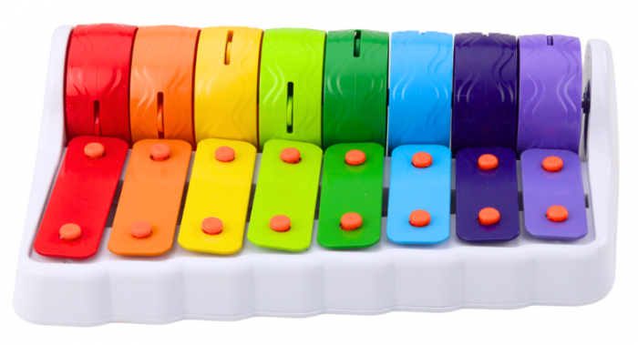 Pian Rock N' Roller pentru copii mici – instrument cu talgere, roți rotative și culori vii [2]