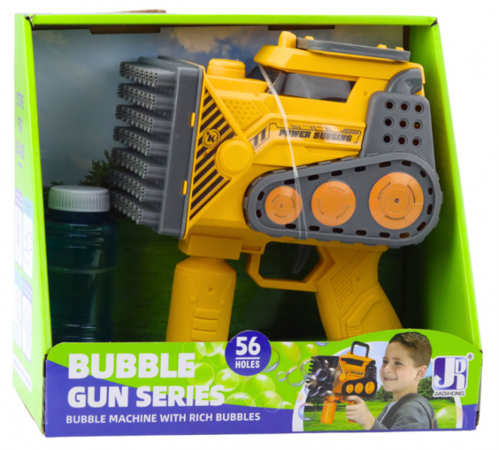 Pistol de baloane cu săpun, 56 de găuri, design tip construcție, cu lichid galben [3]